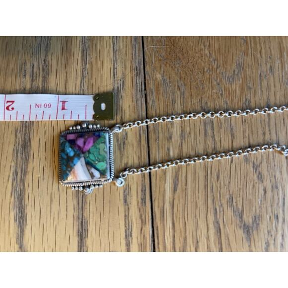 Turquoise & Spiny Oyster  Inlay Necklace - Picture 8 of 9